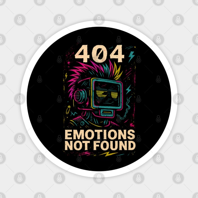 404 Emotions Not Found – Punk Bot Error Magnet by Hobby Helpers Merch